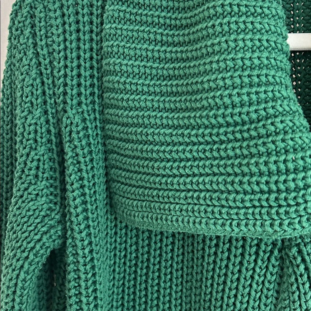 Talbots Pine Green Full Collar Cotton Sweater - Picture 2 of 6